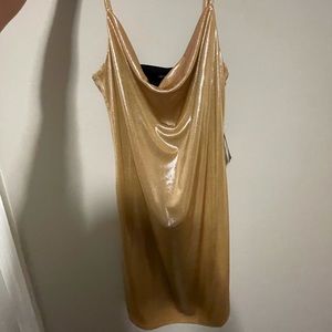 Medium gold cow neck slip dress